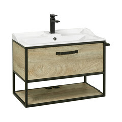 Тумба под раковину Aquaton Лофт Фабрик 80 см подвесная дуб эндгрейн (1A242401LTDU0) - фото 1