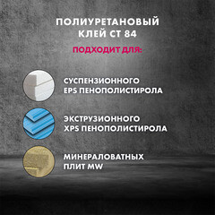 Клей для пенополистирола и минеральной ваты профессиональный Церезит СТ 84 Express Plus 800 мл - фото 11