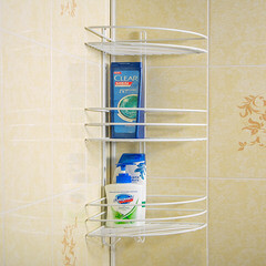 Полка для ванной Металаксон Drop угловая трехъярусная с крючками 200х200х585 мм металл белая (48991-3БМ) - фото 7