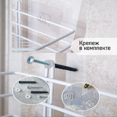 Полка для ванной Металаксон Drop угловая двухъярусная с крючками 200х200х385 мм металл белая (48991-2БМ) - фото 4