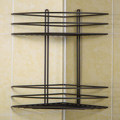 Полка для ванной Металаксон Drop угловая двухъярусная 200х200х380 мм металл черная (4894-2/ЧМПУОВ-2) - фото 4