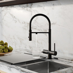 Смеситель для кухни Iddis Ace черный с гибким изливом с подключением к фильтру однорычажный (ACEBLFFi05) - фото 5