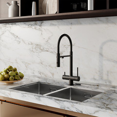 Смеситель для кухни Iddis Ace черный с гибким изливом с подключением к фильтру однорычажный (ACEBLFFi05) - фото 4