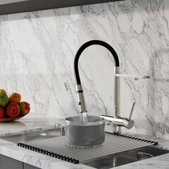 Смеситель для кухни Iddis Ace сатин с гибким изливом с подключением к фильтру однорычажный (ACEBNFFi05) - фото 4