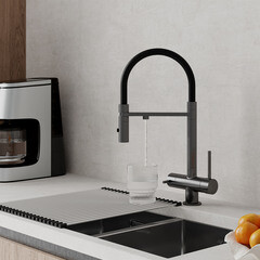 Смеситель для кухни Iddis Ace графит с гибким изливом с подключением к фильтру однорычажный (ACEGMFFi05) - фото 5