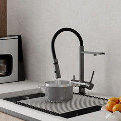 Смеситель для кухни Iddis Ace графит с гибким изливом с подключением к фильтру однорычажный (ACEGMFFi05) - фото 2