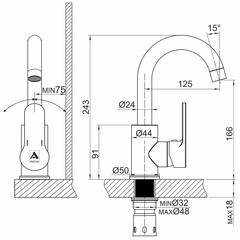 Смеситель для кухни и раковины ARGOtech Gektor однорычажный хром (35-02 GEKTOR) - фото 2