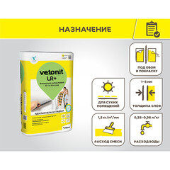 Шпаклевка полимерная Vetonit LR+ для сухих помещений белая 20 кг - фото 7