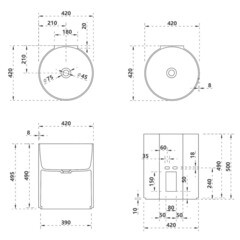 Раковина Abber Kristall 42 см подвесная красная (AT2704Rubin) - фото 2