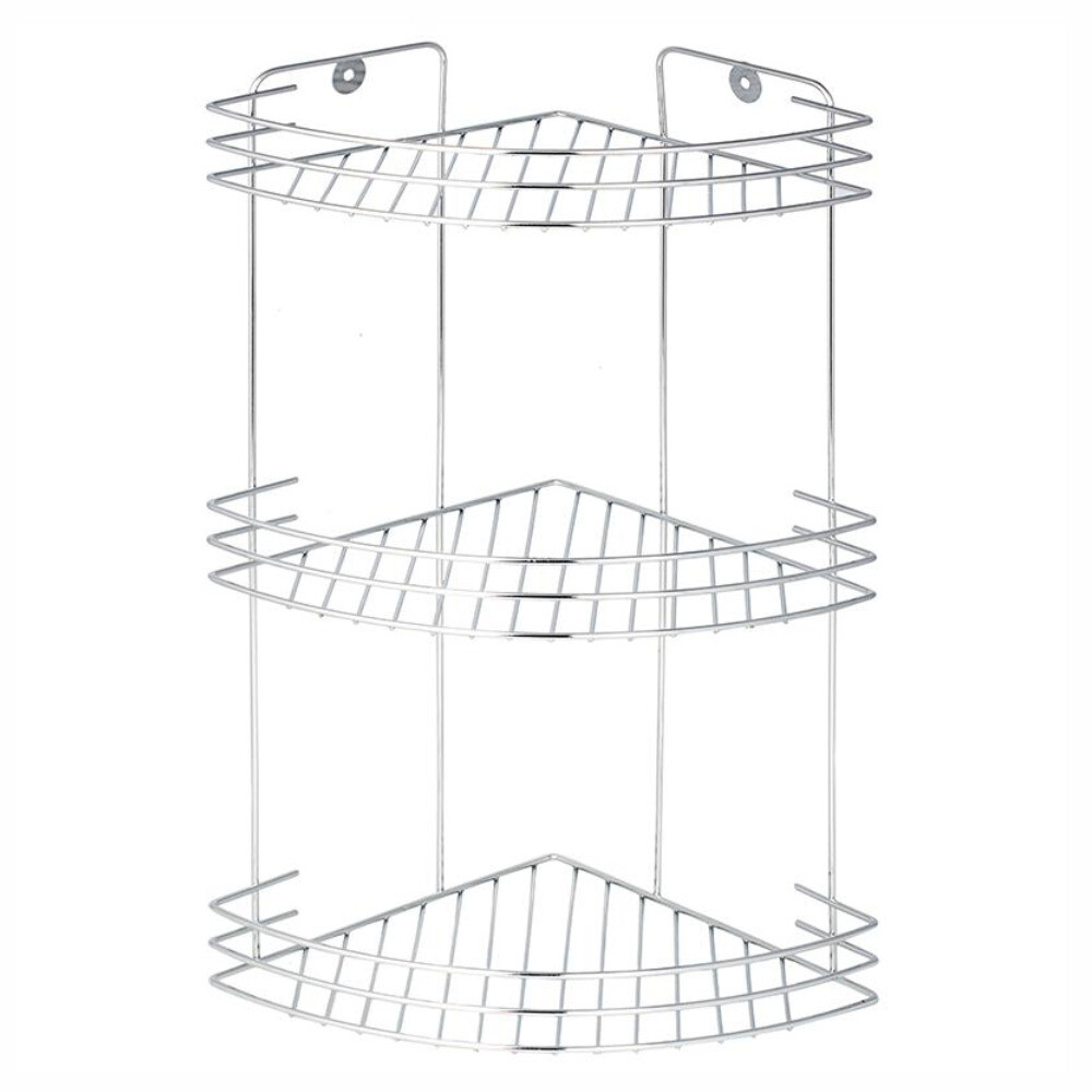 Полка для ванной Delphinium  угловая трехъярусная 190х260х400 мм металл хром (101025)