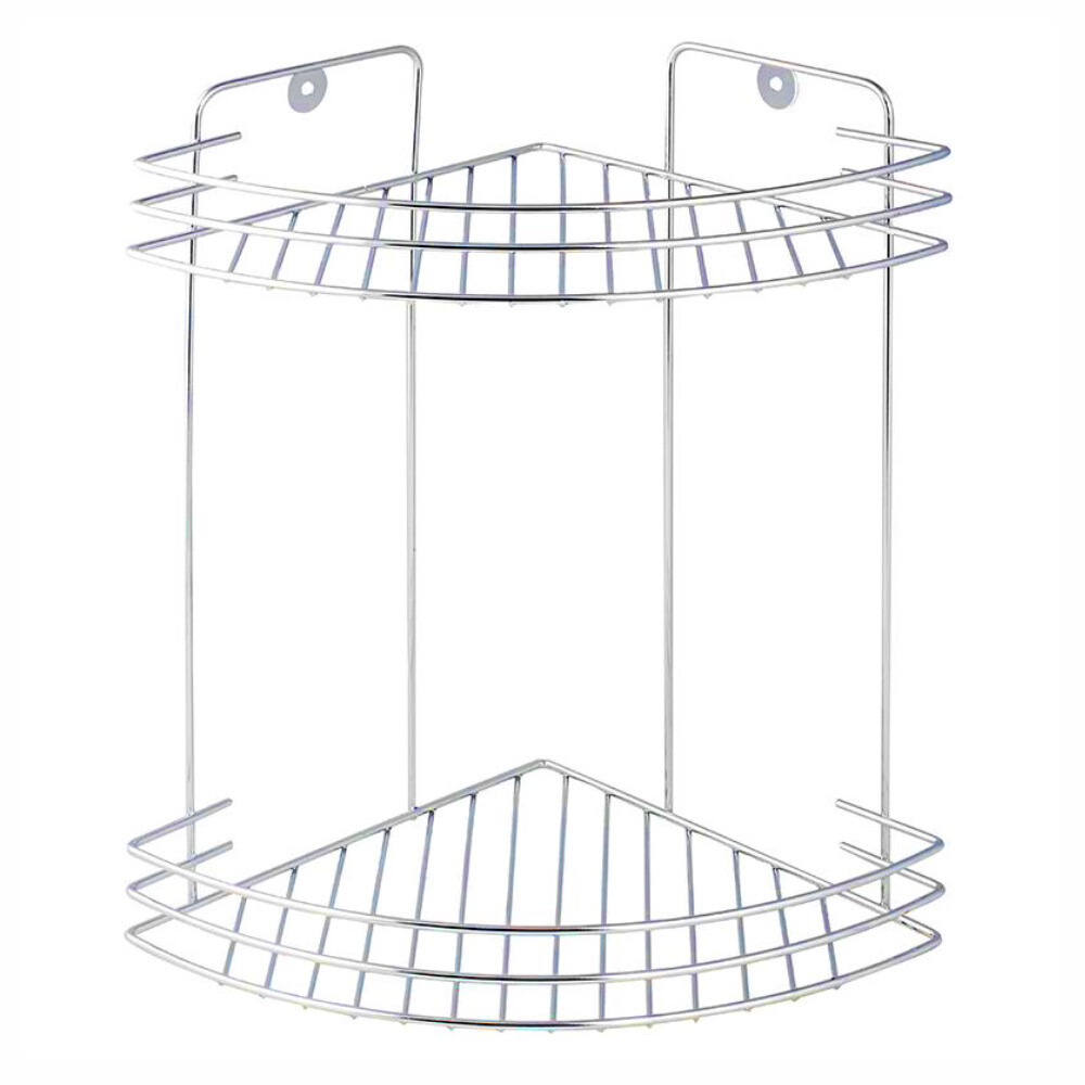 Полка для ванной Delphinium  угловая двухъярусная 190х260х300 мм металл хром (101021)