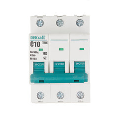 Автоматический выключатель модульный Dekraft BA-103 3P 10А тип C 6 кА 230/400 В (12303DEK) - фото 1