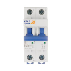 Изображение товара Автоматический выключатель модульный КЭАЗ OptiDin 2P 20А тип C 6 кА 220 В (260601)
