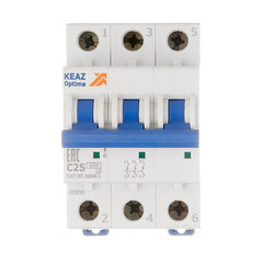 Изображение товара Автоматический выключатель модульный КЭАЗ OptiDin 3P 25А тип C 6 кА 380 В (260794)
