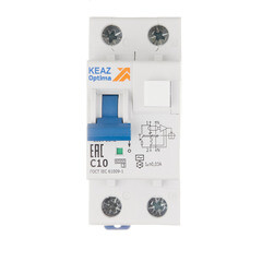 Автомат дифференциальный КЭАЗ OptiDin D63 10А 1P+N тип A 30 мА 6 кА (103506) - фото 1