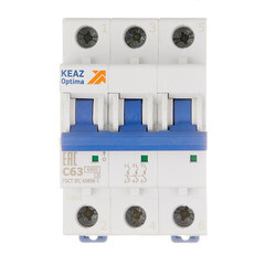 Автоматический выключатель модульный КЭАЗ OptiDin 3P 63А тип C 6 кА 380 В (260802) - фото 1