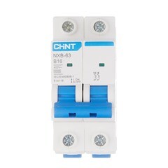 Изображение товара Автоматический выключатель модульный Chint NXB-63 2P 16А тип B 6 кА 400 В (814118)