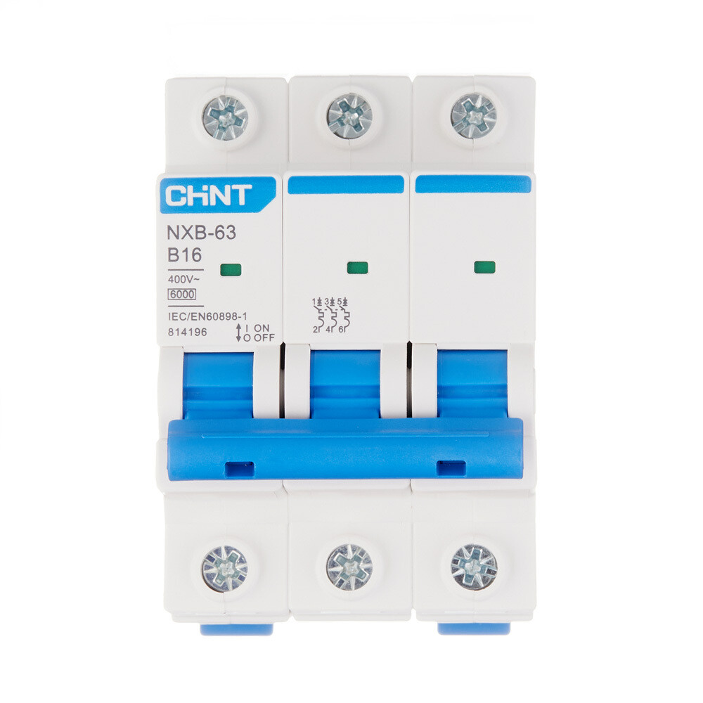 Изображение товара Автоматический выключатель модульный Chint NXB-63 3P 16A 6 кА IP20
