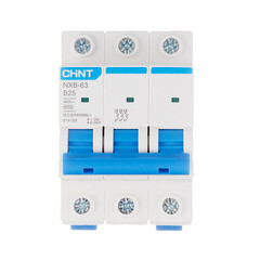 Изображение товара Автоматический выключатель модульный Chint NXB-63 3P 25А тип B 6 кА 400 В (814198)