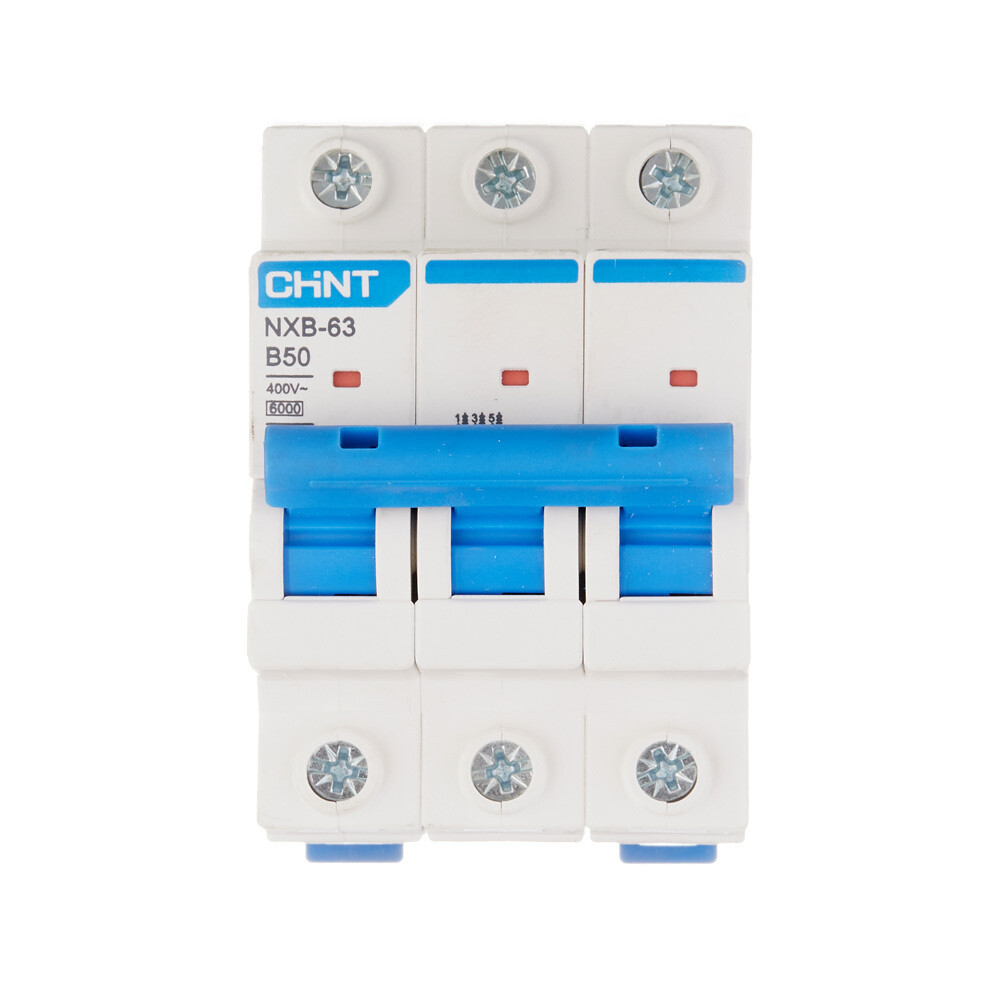 Изображение товара Автоматический выключатель модульный Chint NXB-63 3P 50А IP20 для электросетей