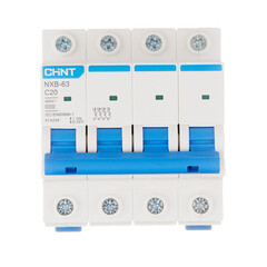 Изображение товара Автоматический выключатель модульный Chint NXB-63 4P 20А тип C 6 кА 400 В (814249)
