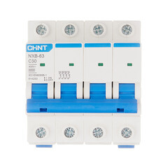 Изображение товара Автоматический выключатель модульный Chint NXB-63 4P 50А тип C 6 кА 400 В (814253)