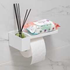 Держатель для туалетной бумаги Violet с полкой пластик белый (161206) - фото 5