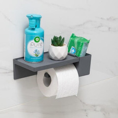 Держатель для туалетной бумаги Violet с полкой пластик серый (161218) - фото 4