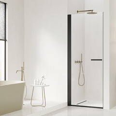 Душевая дверь Ulitka Colibri стекло прозрачное 90х195 см профиль черный 6 мм распашная (74104218) - фото 3