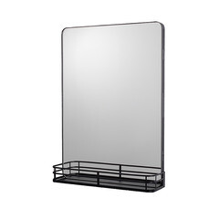 Зеркало с полкой прямоугольное 50х70 см в раме черной Ulitka Malta (74105006) - фото 1
