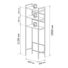 Стеллаж над стиральной машиной Ulitka 65х35х195 см дуб крафт золотой/черный (74104062/24785) - фото 2