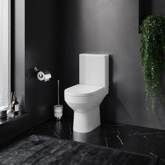 Унитаз-компакт AM.PM Spirit 2.0 безободковый с горизонтальным выпуском с сиденьем дюропласт микролифт белый (C708600SC) - фото 12