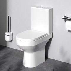 Унитаз-компакт AM.PM Spirit 2.0 безободковый с горизонтальным выпуском с сиденьем дюропласт микролифт белый (C708600SC) - фото 10