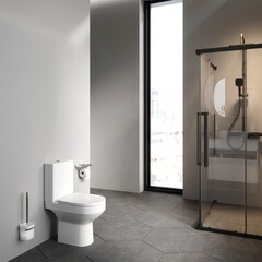 Унитаз-компакт AM.PM Spirit 2.0 безободковый с горизонтальным выпуском с сиденьем дюропласт микролифт белый (C708600SC) - фото 2