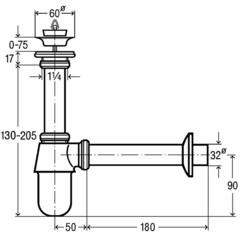 Сифон для раковины Viega 1 1/4х32 мм с выпуском d60 мм хром (456580) - фото 2