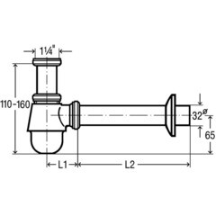 Сифон для раковины Viega 1 1/4х32 мм без выпуска хром (114619) - фото 2