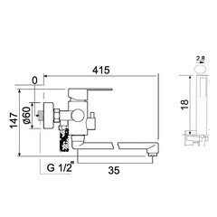 Смеситель для ванны РМС SUS124 сталь однорычажный с длинным изливом с лейкой (SUS124-006EP) - фото 2