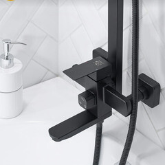 Душевая система РМС с верхним душем с лейкой с изливом черная (SUS125BL-009DK) - фото 3