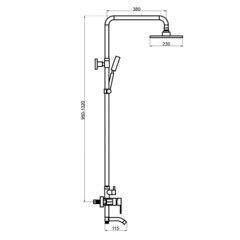 Душевая система РМС с верхним душем с лейкой с изливом черная (SUS124BL-009DK) - фото 2