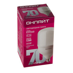Лампа светодиодная Онлайт Е27/Е40 4000К 70 Вт 5300 Лм 176-264 В цилиндр матовая - фото 3