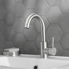 Смеситель для раковины РМС Sus однорычажный с поворотным изливом сталь (SUS124-001F-1) - фото 4