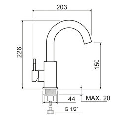 Смеситель для раковины РМС Sus однорычажный с поворотным изливом сталь (SUS124-001F-1) - фото 3