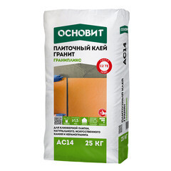 Изображение товара Клей для плитки/ керамогранита/ камня Основит Гранипликс АС14 беспылевой серый класс C2 TE 25 кг