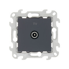 Розетка телевизионная Simon 24 Harmonie встраиваемая графит TV (2410475-038) - фото 1