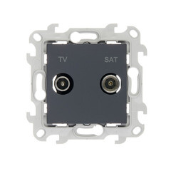Розетка телевизионная Simon 24 Harmonie встраиваемая графит TV/ SAT (2410485-038) - фото 1