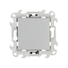 Выключатель Simon 24 Harmonie одноклавишный встраиваемый алюминий (2420101-033) - фото 1