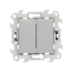 Изображение товара Выключатель Simon 24 Harmonie двухклавишный встраиваемый алюминий (2420398-033)