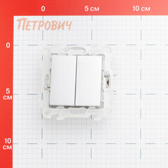 Выключатель Simon 24 Harmonie двухклавишный встраиваемый алюминий (2420398-033) - фото 2