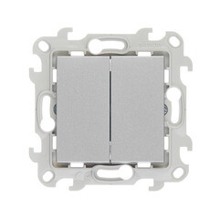 Изображение товара Переключатель Simon 24 Harmonie двухклавишный встраиваемый алюминий (2410397-033)