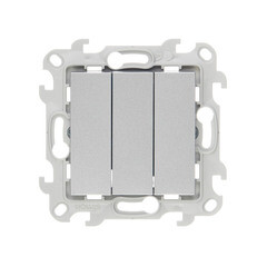 Выключатель Simon 24 Harmonie трехклавишный встраиваемый алюминий (2450391-033) - фото 1